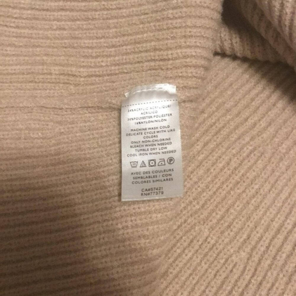 Ann Taylor Long Sleeve Ribbed Long Khaki Sweater Dress Button Down V Neck M - Picture 4 of 11